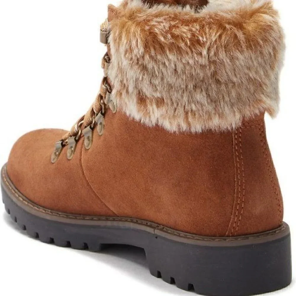 NWT Cougar Waterproof Insulated Heavy Duty Leather Winter Snow Boot Fur Trim